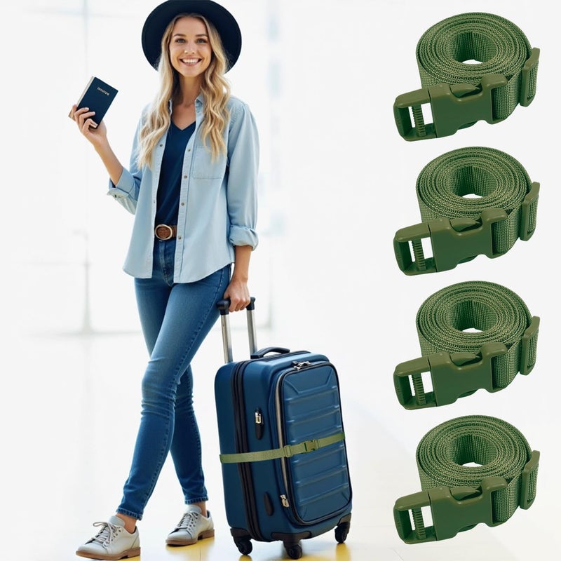 XTACER 1 Inch Molle Backpack Accessory Strap Luggage Straps Cover Strap Sleeping Bag Strap with Buckle (Green, 60) - Image 2